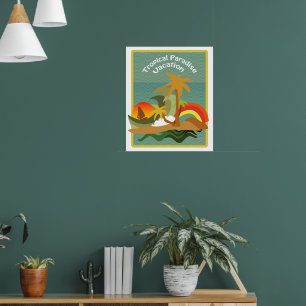 Tropical Island Illustration Poster