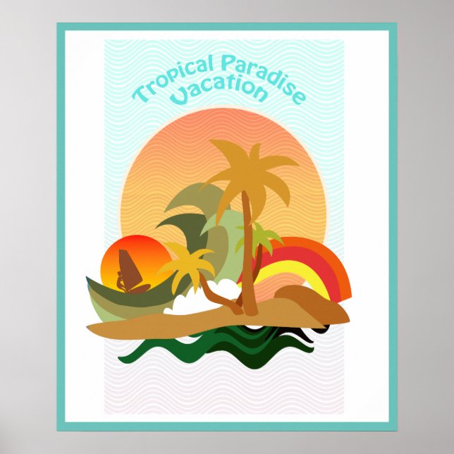 Tropical Island Illustration Poster (Vorne)