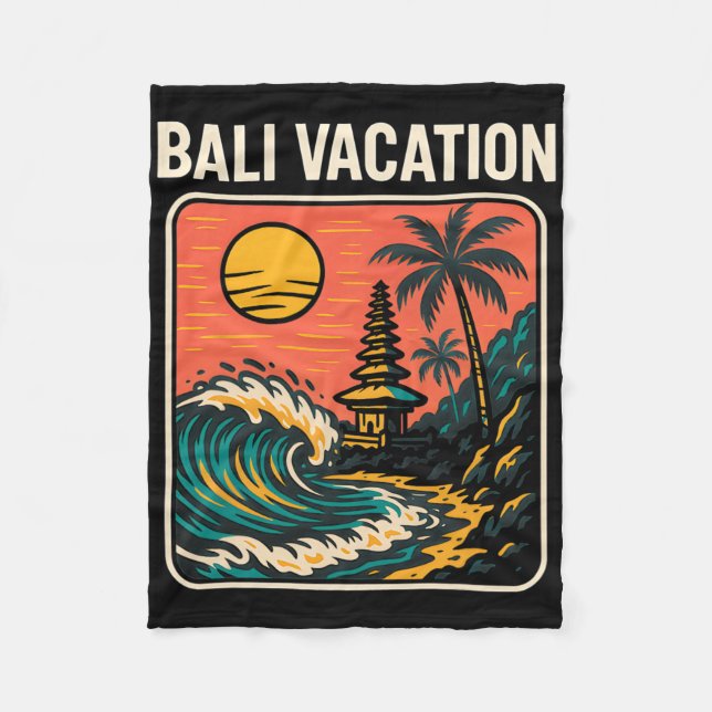 Tropical Island Li Vacation Retro Women's Surfs Up Fleecedecke (Vorderseite)