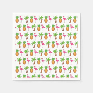 Tropical Island Palm Tree Ananas Pink Flamingo Serviette