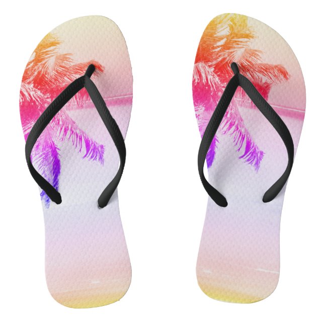 Tropical Island Palm Tree Retro Beach Flip Flops (Fußbett)
