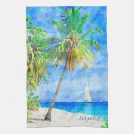 Tropical Island Palm Tree Sailboat Geschirrtuch