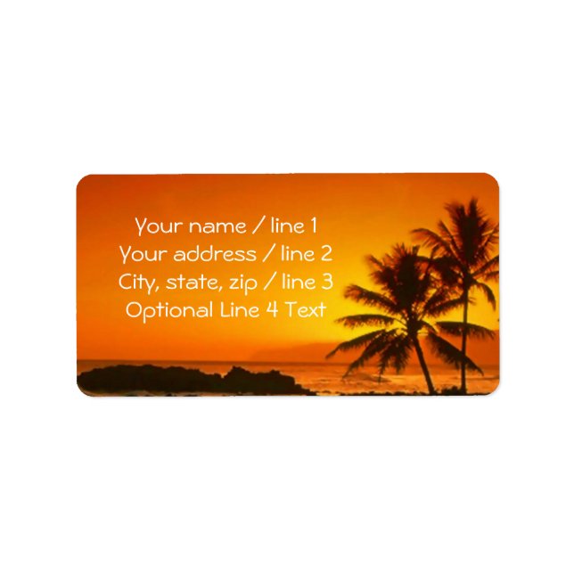 Tropical Island Palm Tree Sunset Address Labels Adressaufkleber (Vorne)