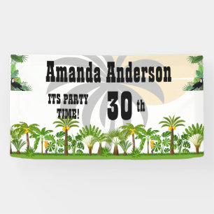 Tropical Island Palm Tree Sunset Banner