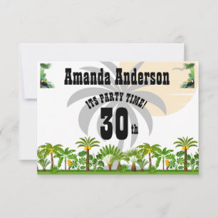 Tropical Island Palm Tree Sunset Dankeskarte