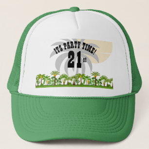 Tropical Island Palm Tree Sunset Truckerkappe