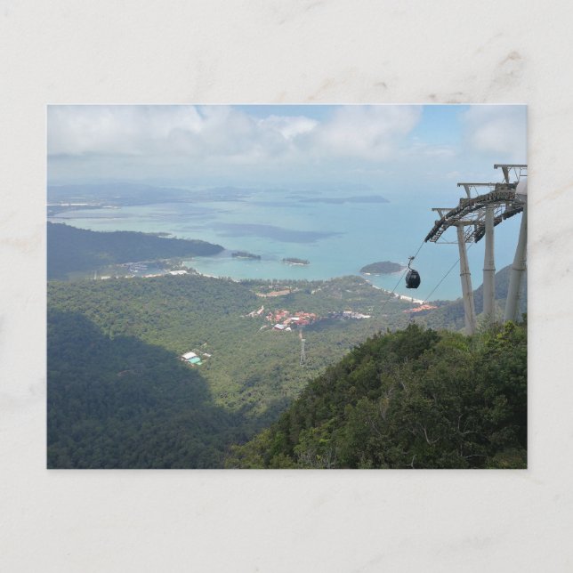 Tropical Island Panorama with Cable Car Postkarte (Vorderseite)