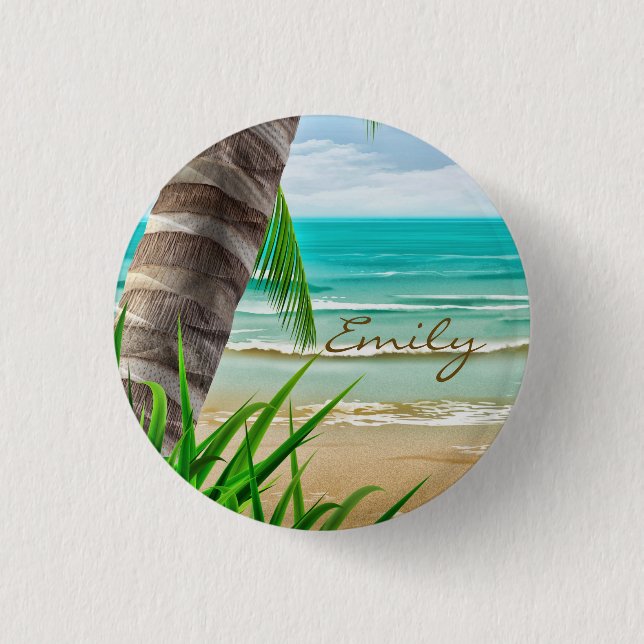 Tropical Island Paradise Beach Personalisiert Button (Vorderseite)
