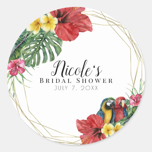 Tropical Island Paradise Birds Floral Botanical Runder Aufkleber (Vorderseite)