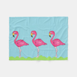 Tropical Island Paradise Green Pink Flamingo Bird Fleecedecke