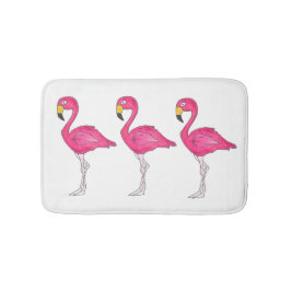 Tropical Island Paradise Hot Pink Flamingo Bird Badematte