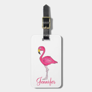 Tropical Island Paradise Hot Pink Flamingo Bird Gepäckanhänger