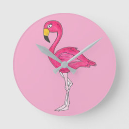 Tropical Island Paradise Hot Pink Flamingo Bird Runde Wanduhr