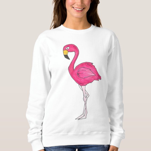 Tropical Island Paradise Hot Pink Flamingo Bird Sweatshirt (Vorderseite)