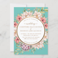 Tropical Island Pastel Floral Wedding Einladung