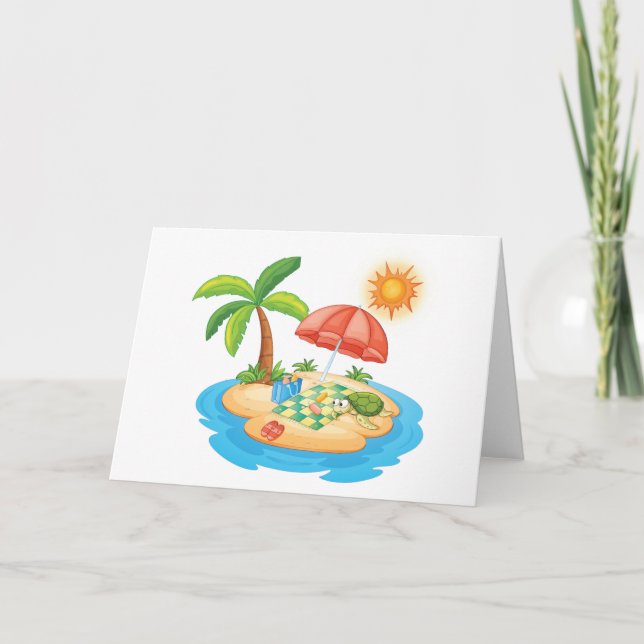 Tropical Island Picnic Dankeschön Card Dankeskarte (Vorderseite)