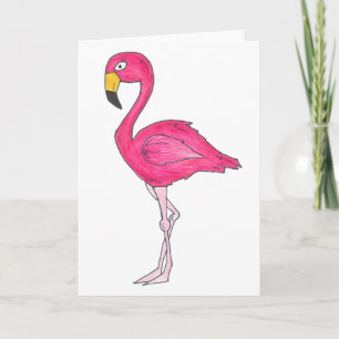 Tropical Island Pink Flamingo Bird Grußkarte Karte
