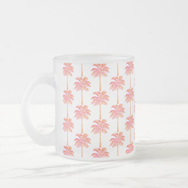 Tropical Island Pink Palm Tree Mattglastasse (Links)