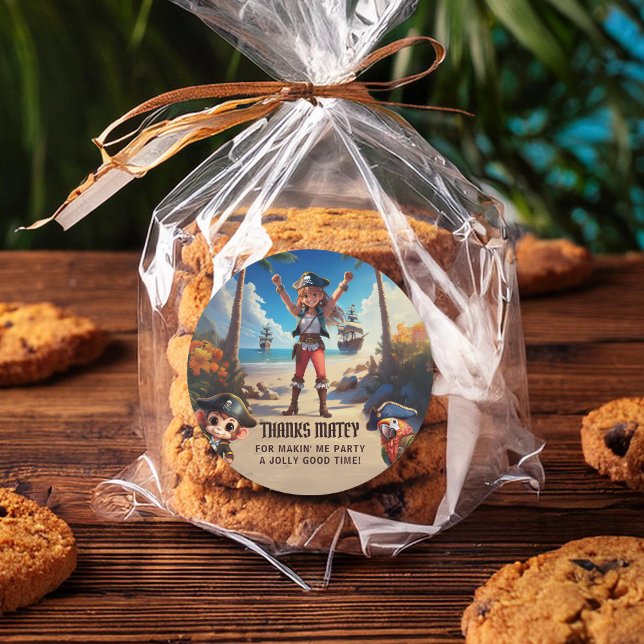 Tropical Island Pirate Girl Danke Sticker (Von Creator hochgeladen)