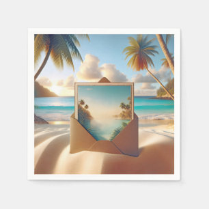 Tropical Island Postcard in Umschlag Serviette