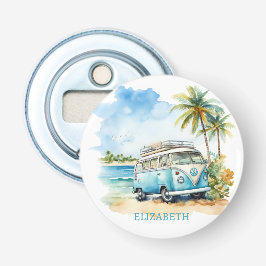 Tropical Island Retro Blue Bus Flaschenöffner