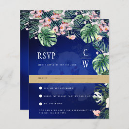 Tropical Island Royal Blue Flowers Blätter Wedding