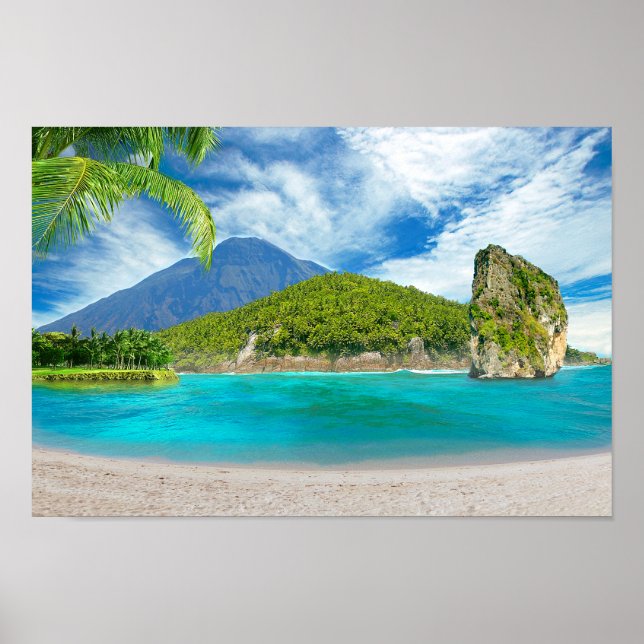 Tropical Island Sandy Beach Palm Tree Paradise Poster (Vorne)
