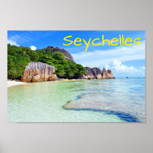 Tropical Island Seychelles Vacation Poster