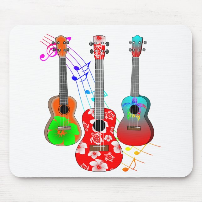 Tropical Island Ukulele Player Music Mousepad (Vorne)
