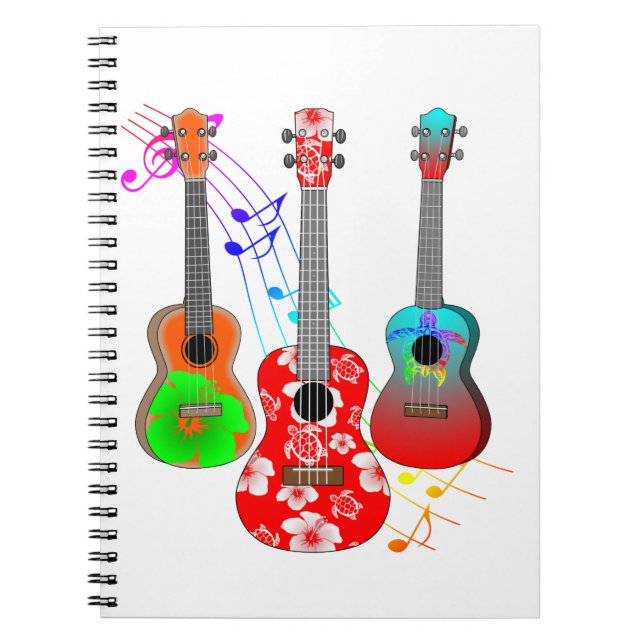 Tropical Island Ukulele Player Music Notizblock (Vorderseite)