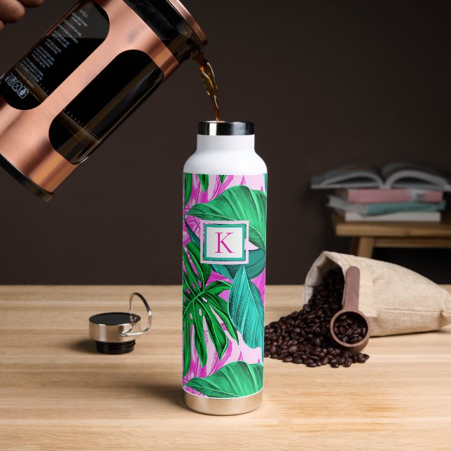 Tropical Island Vibes Monogram Trinkflasche (Kaffee)