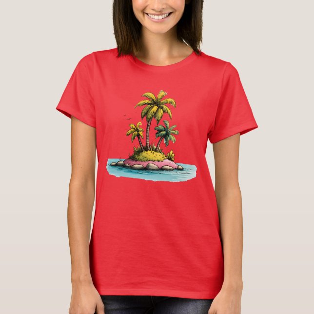 Tropical Island Vibes Palm Tree Graphic T-Shirt (Vorderseite)