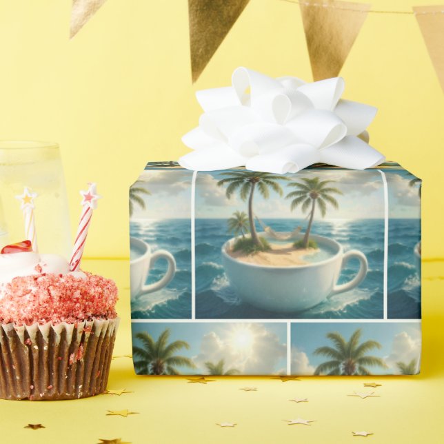 Tropical Island With Hammock in a Teacup Geschenkpapier (Geburtstagsparty)