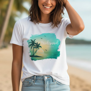 Tropical Isle Sunrise Brautjungfer Teal ID581 T-Shirt