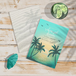 Tropical Isle Sunrise Probe Abendessen Aquamarin I Einladung
