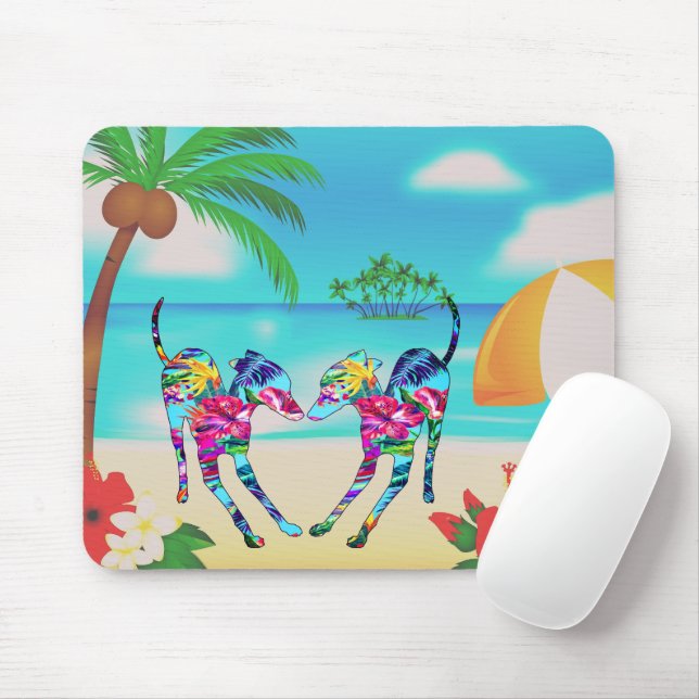 Tropical Italian Greyhounds Mousepad (Mit Mouse)