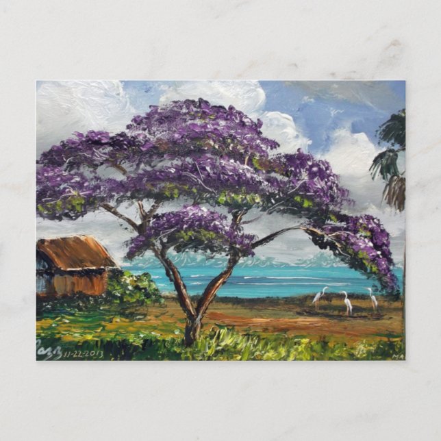 Tropical Jacaranda Tree Art Postkarte (Vorderseite)