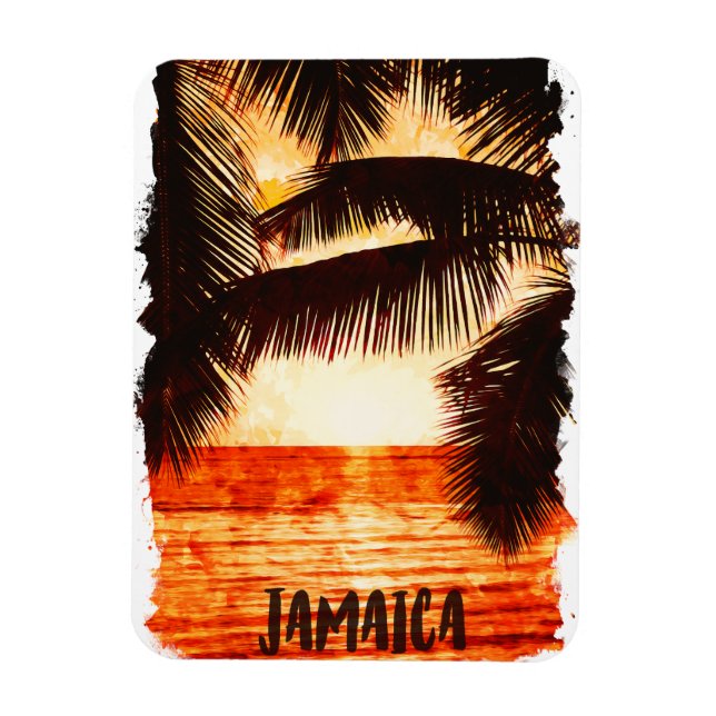 Tropical Jamaica Sunset Caribbean Island Magnet (Vertikal)