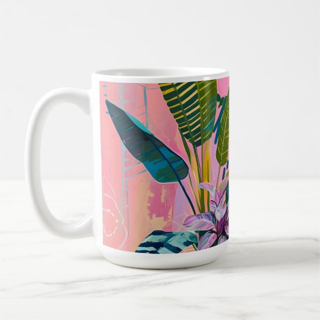Tropical Jungle Art Print – Vibrant Botanical Kaffeetasse (Links)