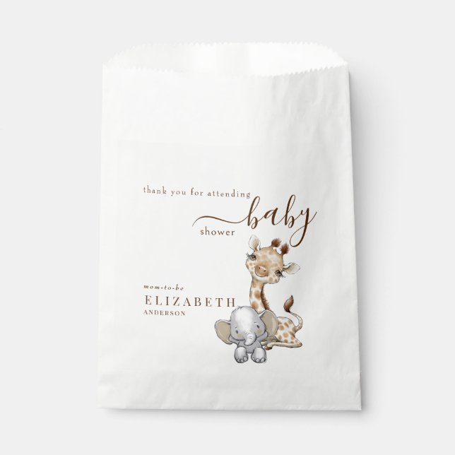 Tropical Jungle Baby Dusche Geschenktütchen (Vorderseite)