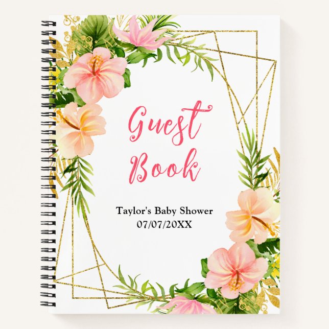 Tropical Jungle Floral Baby Shower Guest Book Notizbuch (Vorderseite)