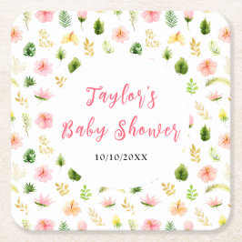 Tropical Jungle Floral Baby Shower Rechteckiger Pappuntersetzer