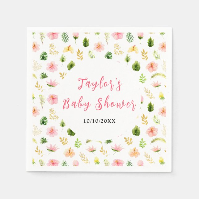 Tropical Jungle Floral Baby Shower Serviette (Vorderseite)