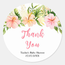 Tropical Jungle Floral Baby Shower Thank You Runder Aufkleber
