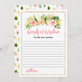 Tropical Jungle Floral Baby Shower Words Of Wisdom Einladung
