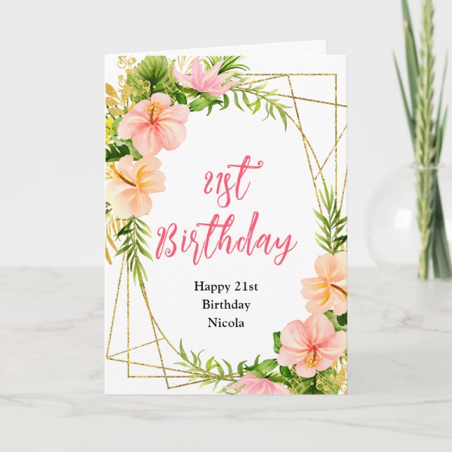 Tropical Jungle Floral Birthday Karte (Vorderseite)