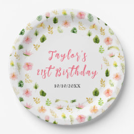 Tropical Jungle Floral Birthday Pappteller