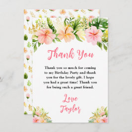 Tropical Jungle Floral Birthday Party Dankeskarte
