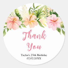 Tropical Jungle Floral Birthday Party Thank You Runder Aufkleber