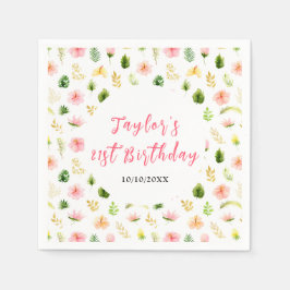 Tropical Jungle Floral Birthday Serviette